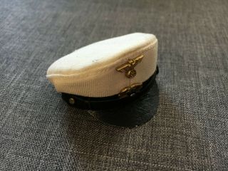 Unbranded 1/6 Scale 12 " Soft Fabric White German Officers Peak Cap Nhc - 198
