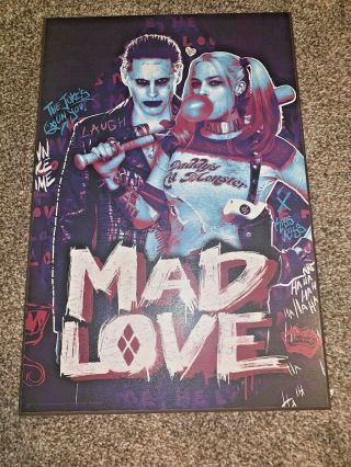 Suicide Squad Harley Quinn & Joker Mad Love Wooden Photo 13”x19”