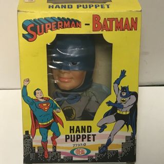 Vintage 1966 Ideal Batman - Superman Hand Puppet Hero Tv Series Rare Box
