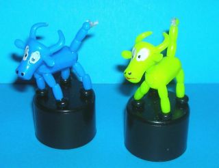 2 X Small Vintage Plastic Goat - Push Puppet Press Up Wakouwa Dancing Toy