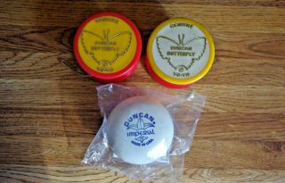 Vintage 1970s Duncan Butterfly Yo - Yos 2 Butterfly’s,  1 Imperial Promo