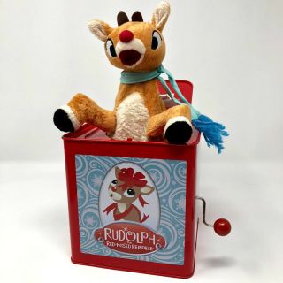 Rudolph The Red Nosed Reindeer Musical Jack In The Box Misfit Toy Metal Plush