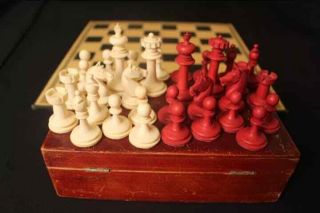 Vintage Bone Chess Set Argentinian " Casa Peuser "