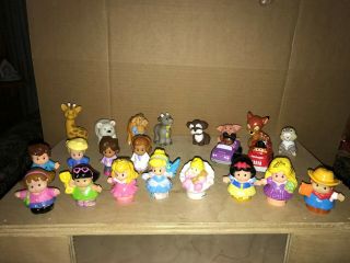 22 Asst Fisher Price Little People Figures - Cars - Pets Vrey Good Pre - Owned Cond