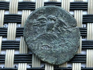 Pergamon,  Mysia 200 Bc Ae18 " Athena & Owl " Ancient Greek Bronze Coin