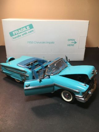 Danbury 1958 Chevy Impala Convertible Diecast Car (turquoise) 1:24