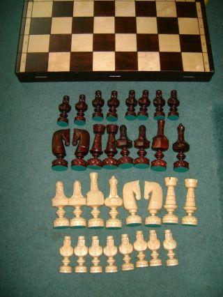 Giant Wooden Chess Set With 8.  25 Inch King In Folding Game Board