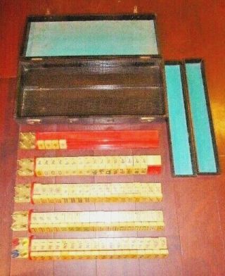 Vtg Mah Jong Mahjong Butterscotch Bakelite Set 144 Tiles,  2 Blanks,  Case