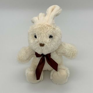Dan Dee Soft Plush Cream Bunny Rabbit With Brown Bow 6 "