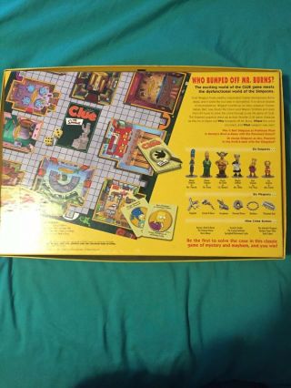 Clue The Simpsons Edition Detective Board Game Parker Brothers 2002 2nd Edition 2