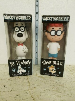 Wacky Wobbler Bobble Head Mr.  Peabody And Sherman Figure Set