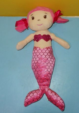Small 16 " Long Dan Dee Pink Mermaid Plush Soft Toy Stuffed W/ Ribbon Hair