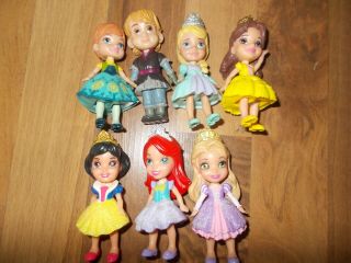 5 Disney Princess Toddler Mini Dolls 3 1/2 " Belle Frozen Stefan Ariel Rapunzel