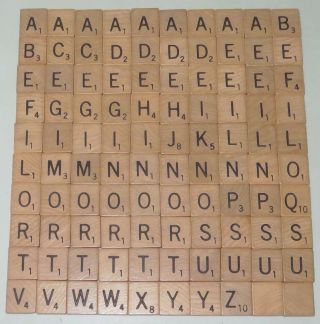 100 Wooden Scrabble Letters Tiles 1976 Scrapbooking Jewelry Arts Crafts