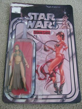 Custom Made Star Wars Slave Leia Action Figure On Home Made Card Un - Leashed Art