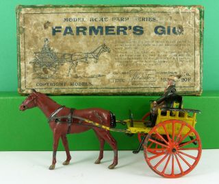 Pre War Britains Lead Home Farm Series Horse Drawn Farmers Gig No 20f (boxed
