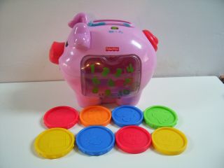 Fisher Price Laugh And Learn 2006 Musical Pig Pink Piggy Bank With 8 Coins