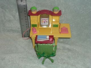 Fisher Price Loving Family Dollhouse Computer Desk Phone And Swivel Chair