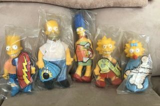 Vtg The Simpsons Plush Set Of 5 1990 Burger King