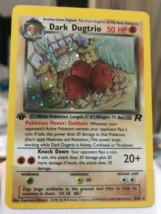 1st Edition Dark Dugtrio 6/82 Team Rocket Holo Pokemon Card