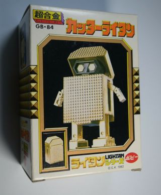 Vintage Robot Toy Gold Metal Japan Lightan Anime Nos Boxed 1982
