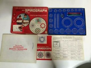 Vintage 1967 Kenner Spirograph 401 100 Stencil Gears Drawing Kit Box