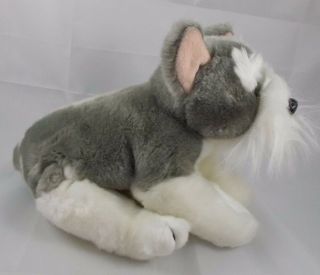 Kids Preferred Schnauzer Puppy Dog Plush Gray White 12 " Long 2004 Stuffed Animal