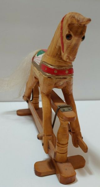 Vintage Christmas Decoration Wooden Rocking Horse Table Top Toy