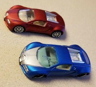 Vhtf Hot Wheels Bugatti Veyron Satin Red And Blue Both Loose Displayed Only