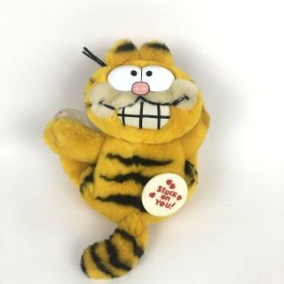 Vtg Garfield Cat Stuffed Plush Animal Stuck On You Suction Cup Window Hanger Toy