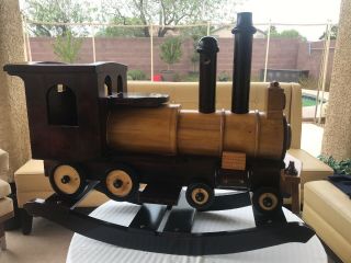 Guidecraft Wooden Train Retro Rocker Childrens Steam Locomotive Wood Rocking Toy