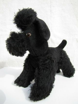 Vintage Black French Poodle Dog Plush Toy 8in 1960s
