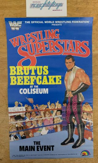 Wwf Ljn Brutus Beefcake Wrestling Superstars Figure Poster Wwe Vtg 1980’s