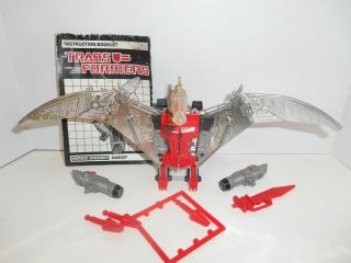 1985 TRANSFORMERS G1 DINOBOT SWOOP 100 COMPLETE WITH BOOKLET 2