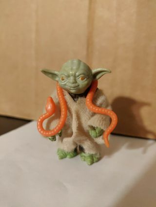 Vintage Star Wars Action Figure Yoda With Robe 1980 And Orange Snake No Cane