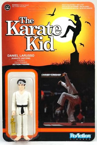 Funko Reaction Karate Kid Daniel Larusso Karate Uniform 3.  75 " Action Figure