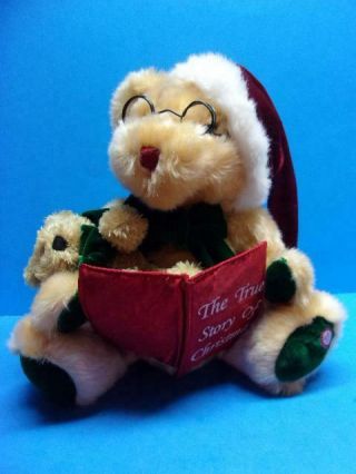 Dandee Plush Bear Reads " The True Story Of Christmas " Mouth Moves Cheeks Light
