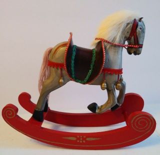 Collectible Decorated Rock - A - Horse Hand Crafted Wood Rocking Horse Figurine