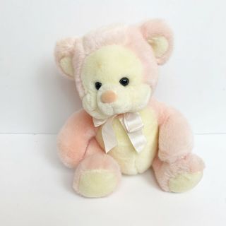 Russ Berrie Puffums Plush Stuffed Animal Teddy Bear Light Pink & Cream Rattle