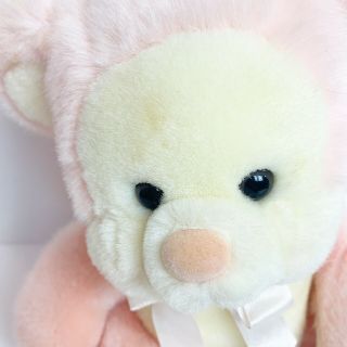 Russ Berrie PUFFUMS Plush Stuffed Animal Teddy Bear Light Pink & Cream Rattle 2