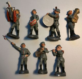 German Ww 2 Elastolin / Lineol - Music Group Reichswehr Soldiers - 7cm Figurines