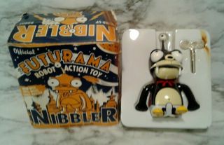 Futurama Nibbler Tin Litho Robot Action Toy Key Wind - Up Comedy Central
