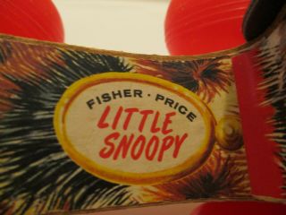 Vintage Fisher Price Little Snoopy Wooden Dog Puppy Pull Toy Number 693 2