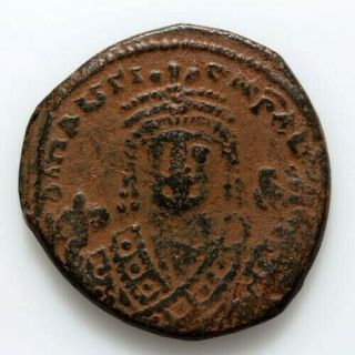 Byzantine Coin Ae Follis Maurice Tiberius Antioch 582 - 602 Ad Year 14