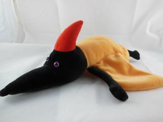 Caltoy Glove Hand Puppet Orange & Black Pterodactyle Dinosaur Bird 13 "
