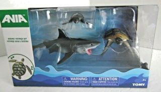 Ania Ocean Voyage Set Great White Shark / Sea Turtle 3 Figure Pack Tomy Toys