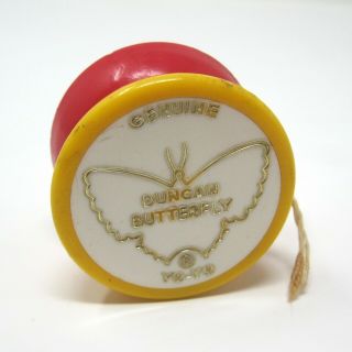 Vintage 1970s Duncan Butterfly Yoyo - Red,  Yellow And White