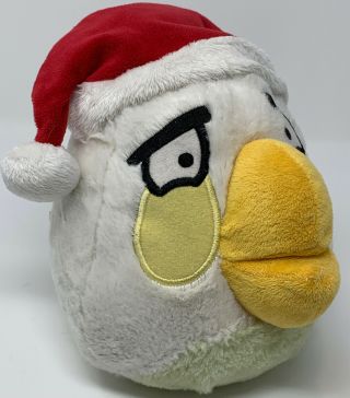 Angry Birds 7” Christmas White Bird Plush With Santa Hat Commonwealth Toys