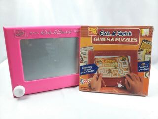 Ohio Art Etch A Sketch Pink With Games & Puzzles Display