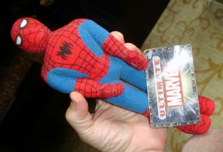 2001 Stuffed Kellytoy 10 " Ultimate Marvel Comics Spiderman Plush Toy Doll W Tags